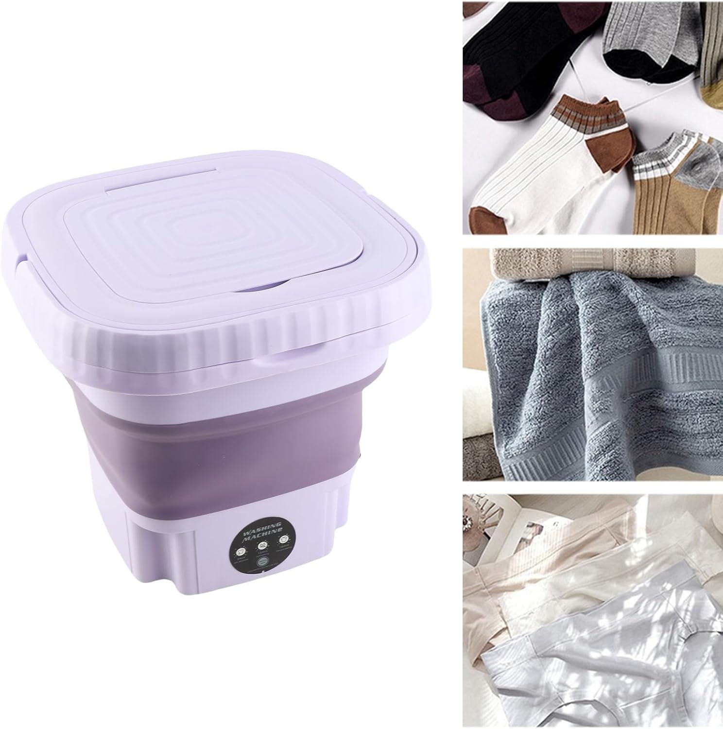 Machine à laver portable pliable - 11L - mini lave-linge compact, tuyau de vidange, prise UE