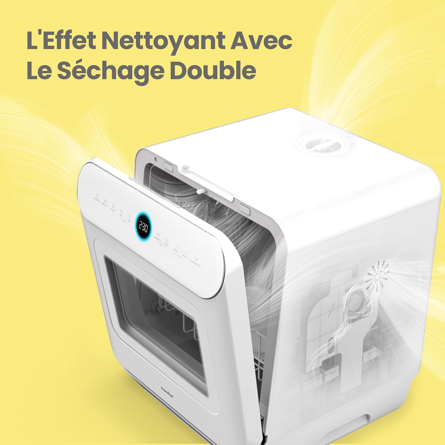 COMFEE' - Lave-vaisselle compact 3 couverts, 7 programmes, écran LED, démarrage différé - CDWMT305WD