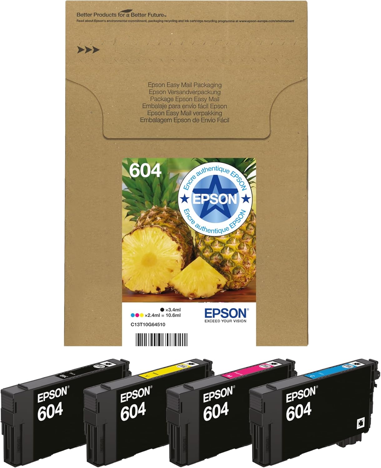 Epson - 604 Pineapple - cartouches 4 couleurs, emballage éco, multipack