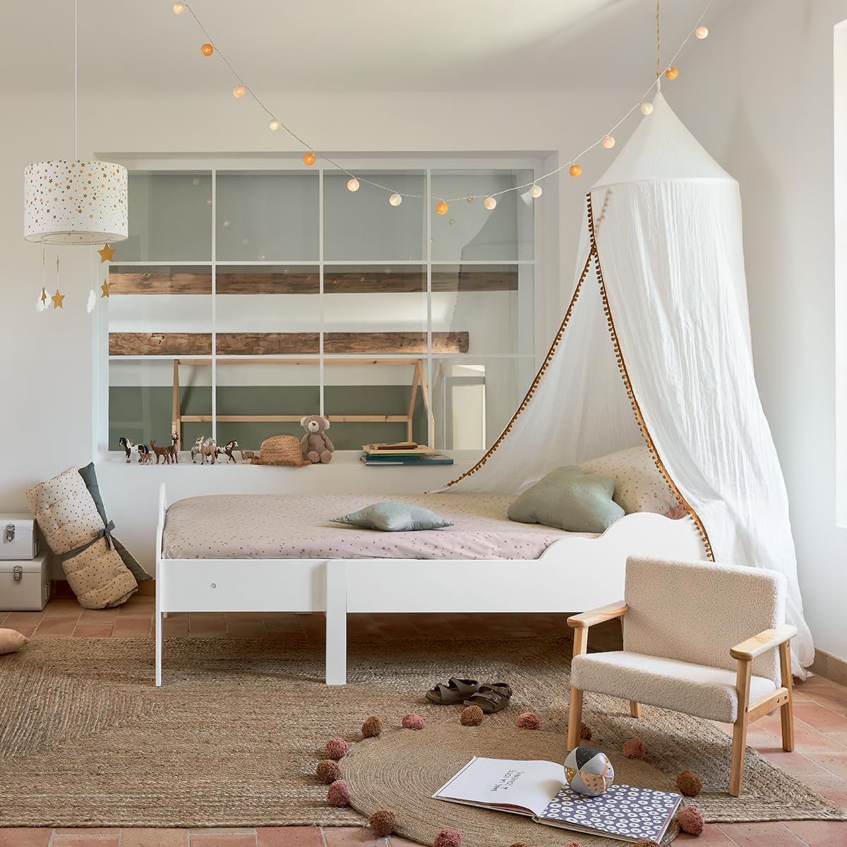 Atmosphera - fauteuil enfant Basile - écru bouclette - compact