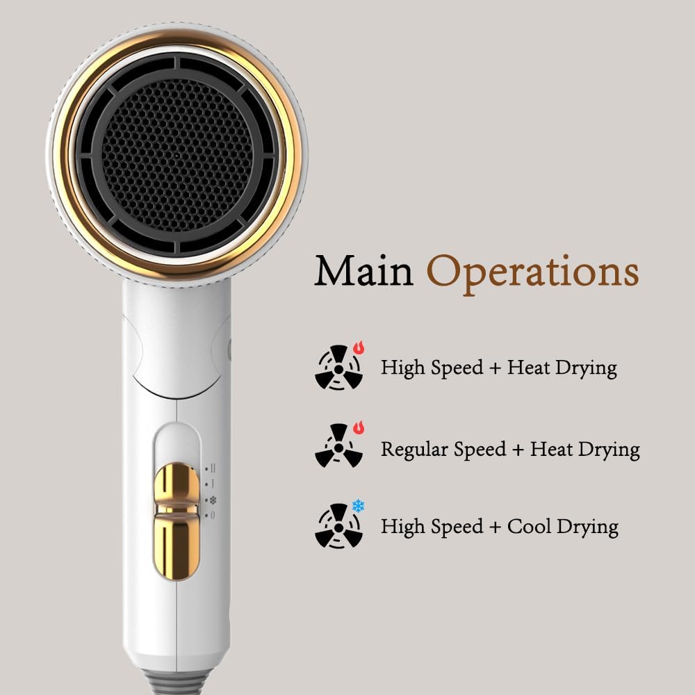 RESCIEN - Sèche-cheveux pliable série 2026 - 10x7x19cm - 2000W, ionique, 250g, concentrateur et diffuseur 2026