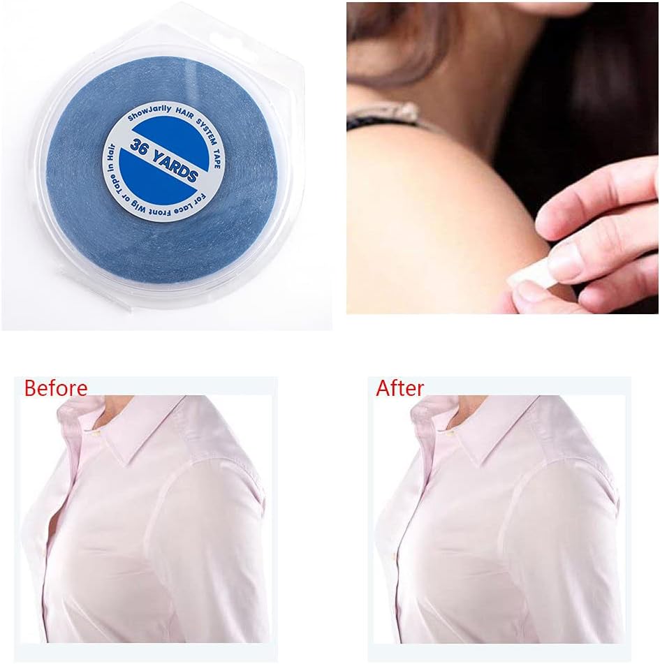 ShowJarlly – ruban adhésif double face – 0.8cm x 36yd – bleu, spécial lace front, fixation prolongée