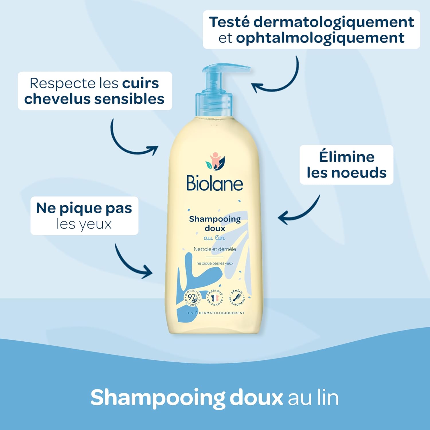 Biolane - Coffret Cheveux Démêlés - shampooing, spray, brosse douce - routine bébé, démêle en douceur, fabrication Franc