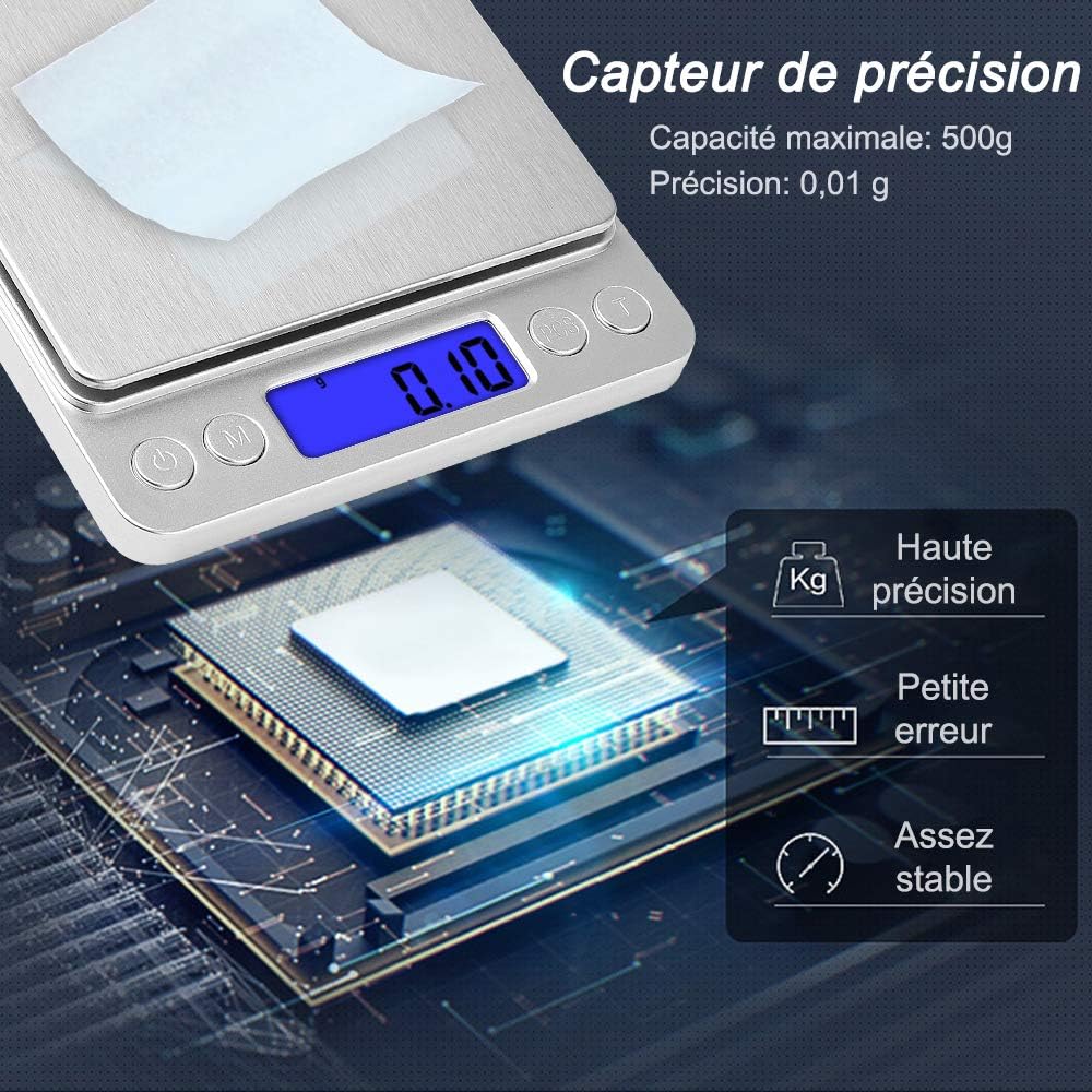 Diyife - Balance de précision 500g/0.01g - écran LCD, tare, PCS