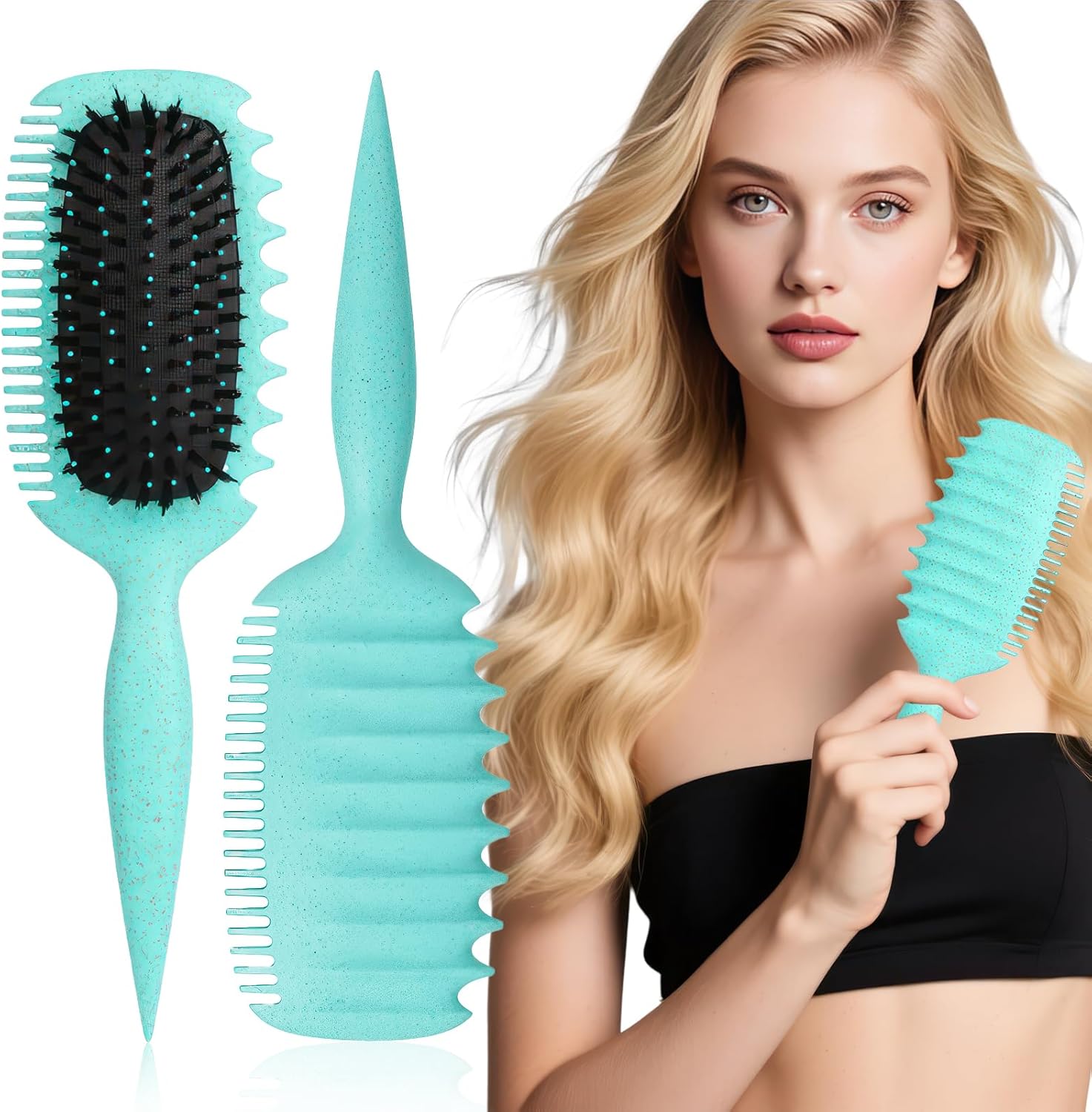 Brosse à boucler - cheveux démêlage doux - poignée ergonomique - antistatique, pour toute la famille