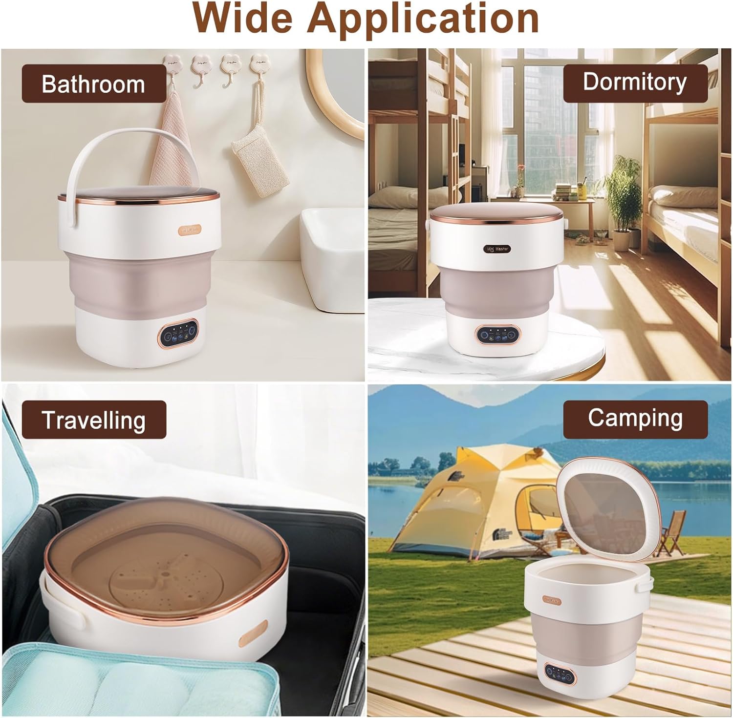 Mini machine à laver - 15L - pliable, essorage rapide, compacte