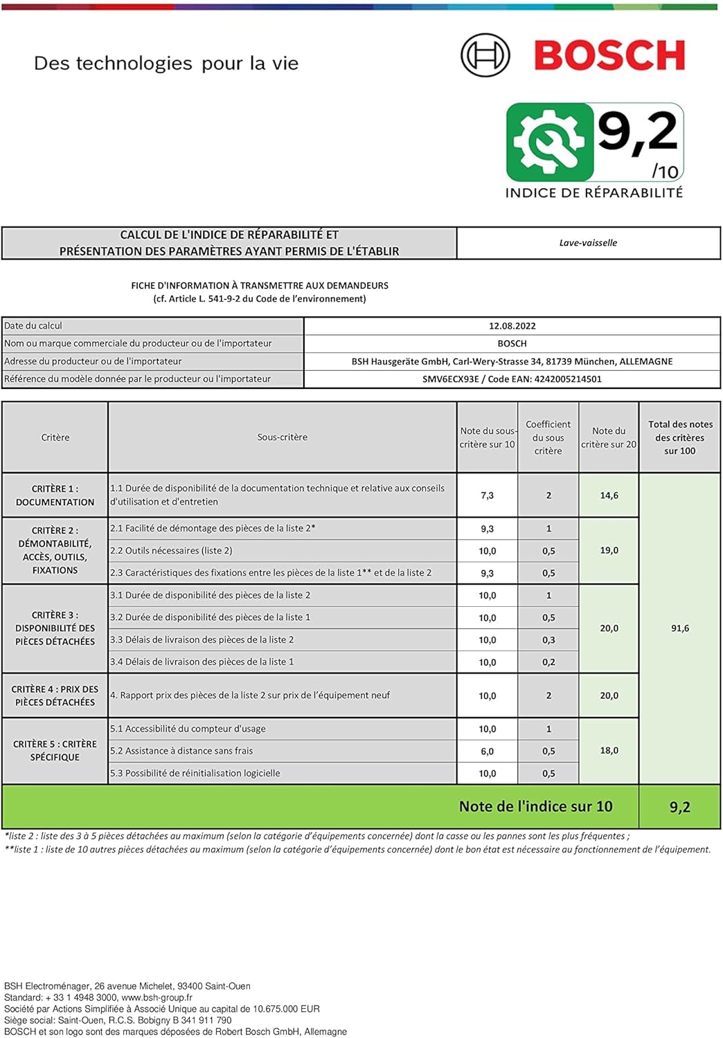Bosch - Série 6 lave-vaisselle encastrable 60cm, 13 couverts, 40dB, SMV6ECX93E