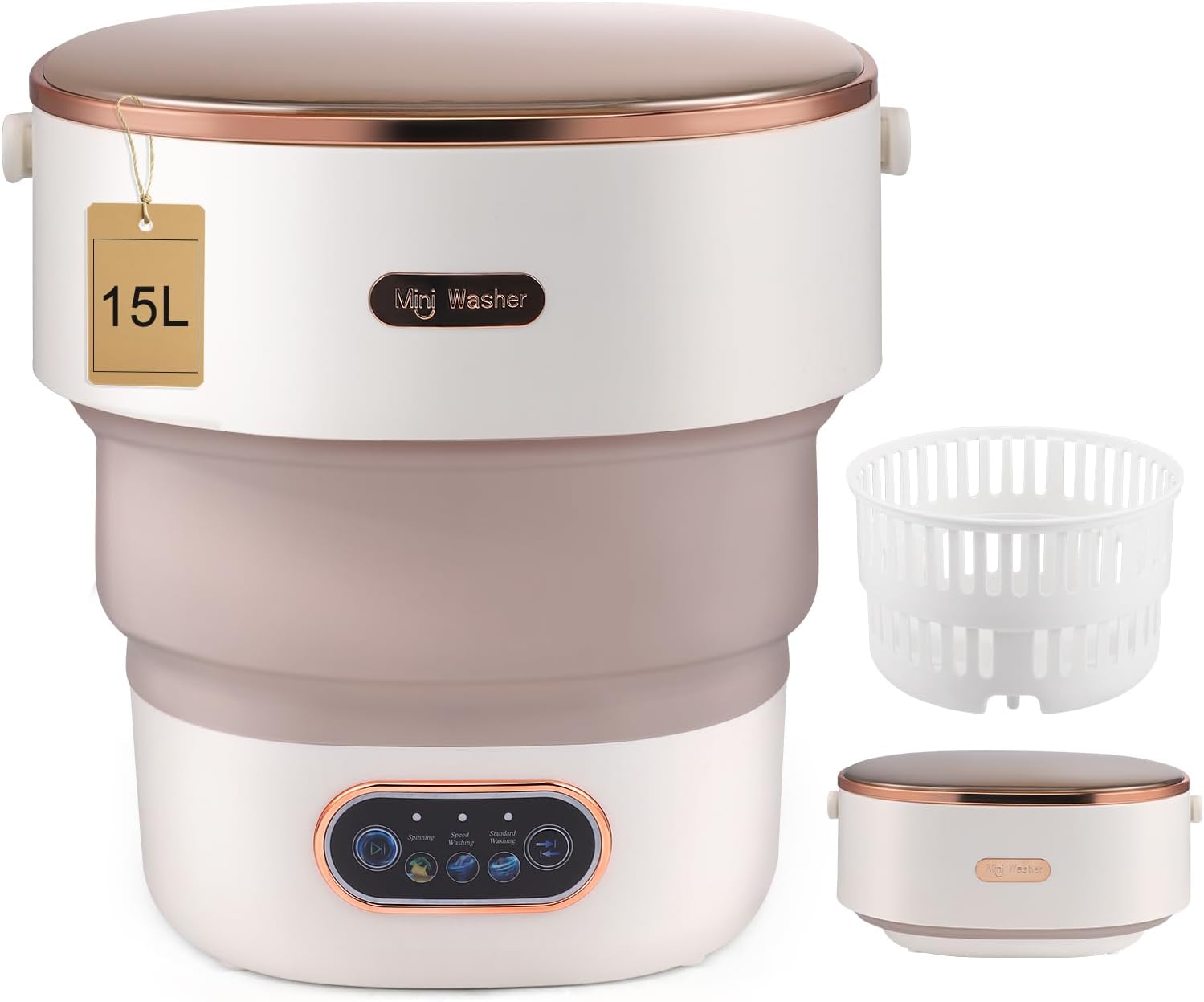 Mini machine à laver - 15L - pliable, essorage rapide, compacte