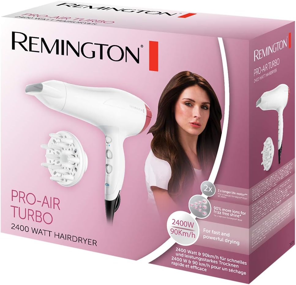 Remington - Sèche-cheveux Pro-Air Turbo - 2400W, 3 temp., Ionique - D5226