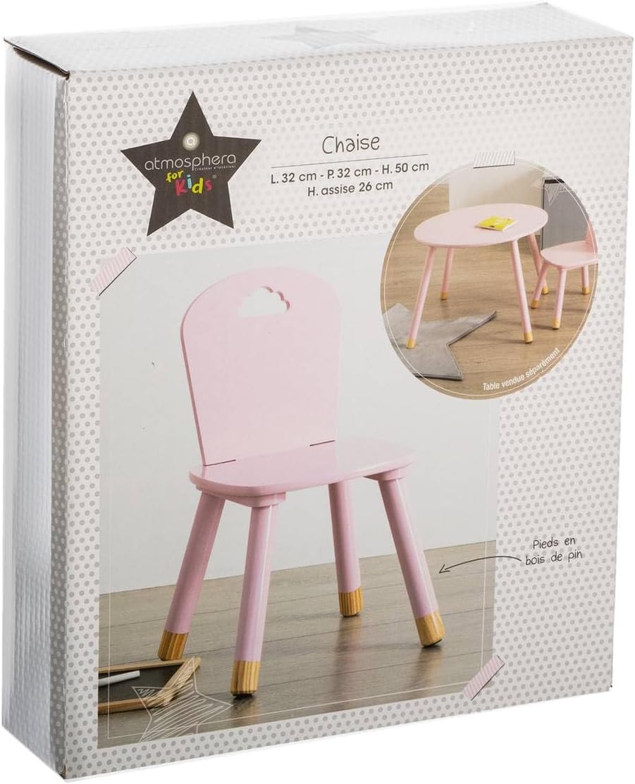 Atmosphera - chaise enfant Douceur rose - compacte et confortable
