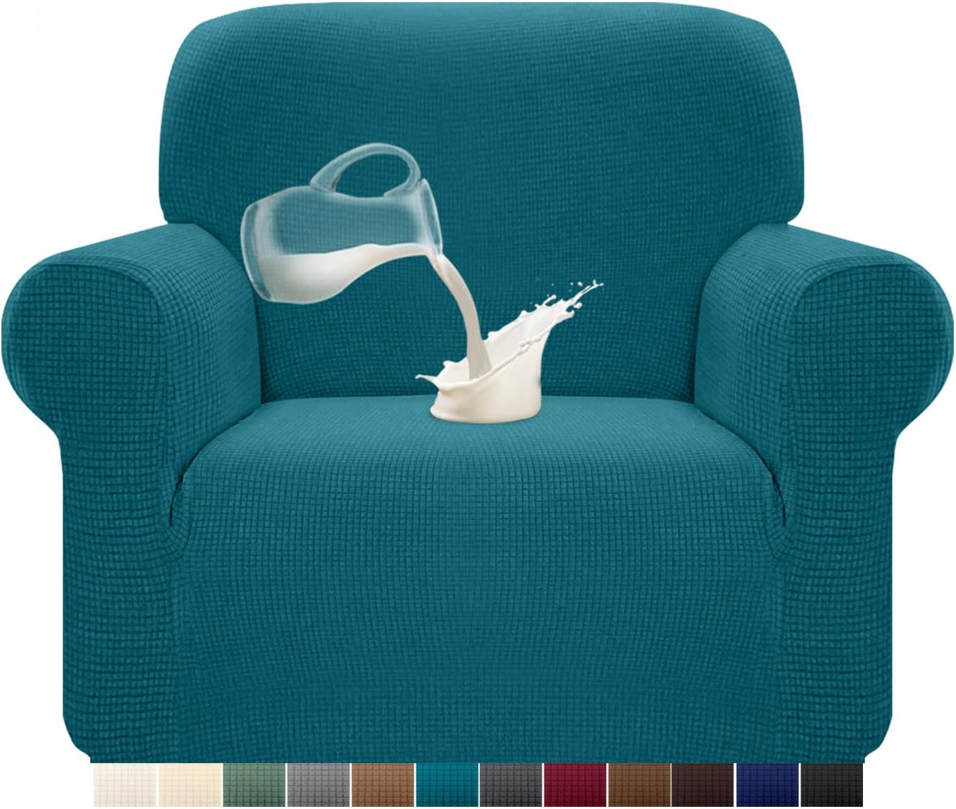 Granbest - Housse canapé Stretch Jacquard 1 place - imperméable, antidérapante, bleu sarcelle