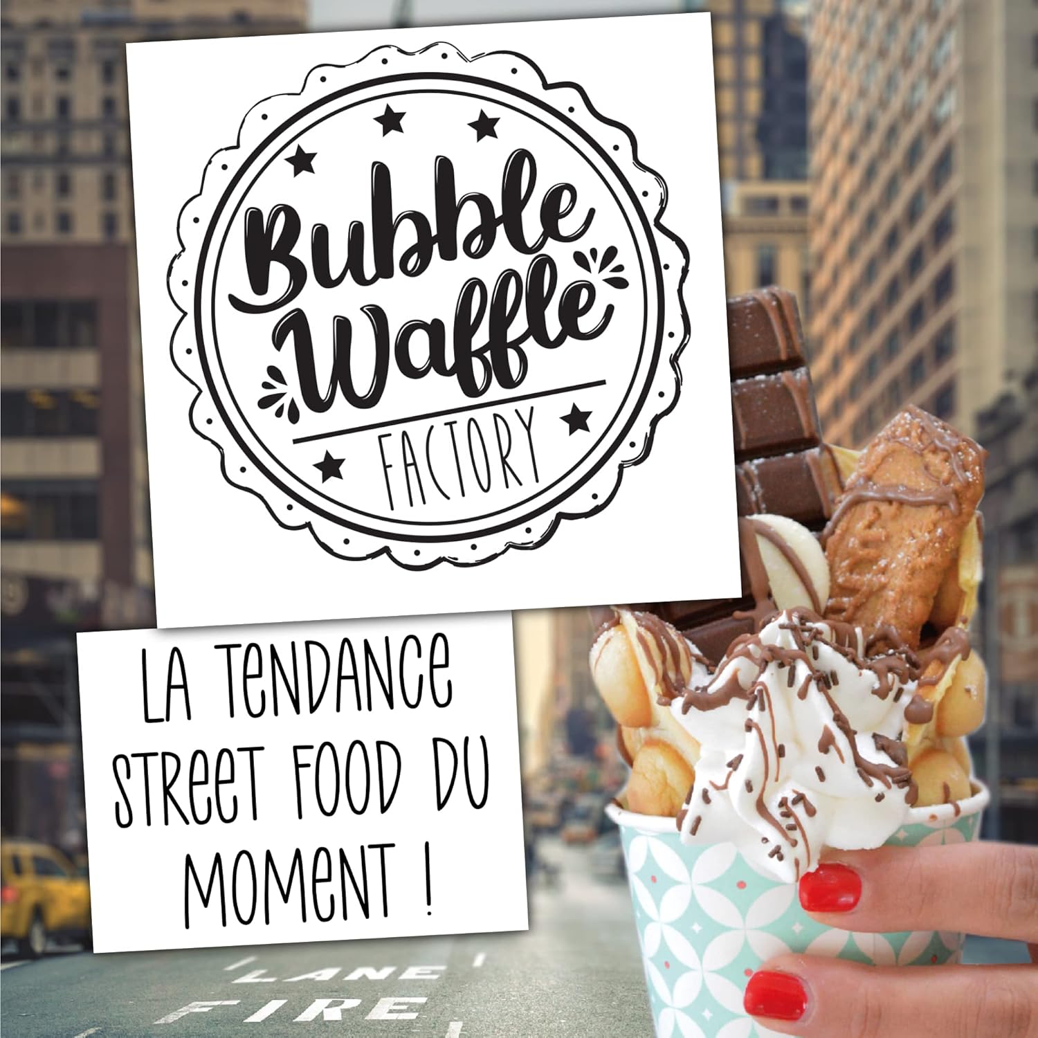 ScrapCooking - Bubble Waffle Factory - gaufrier, compact, anti-adhésif, rotation 180°, vert