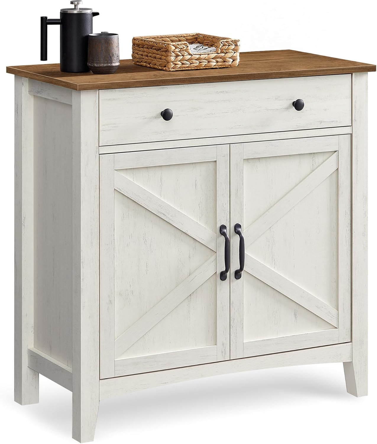 VASAGLE - Buffet rustique 80x40x80 cm, tiroir, étagère réglable BBK341W01