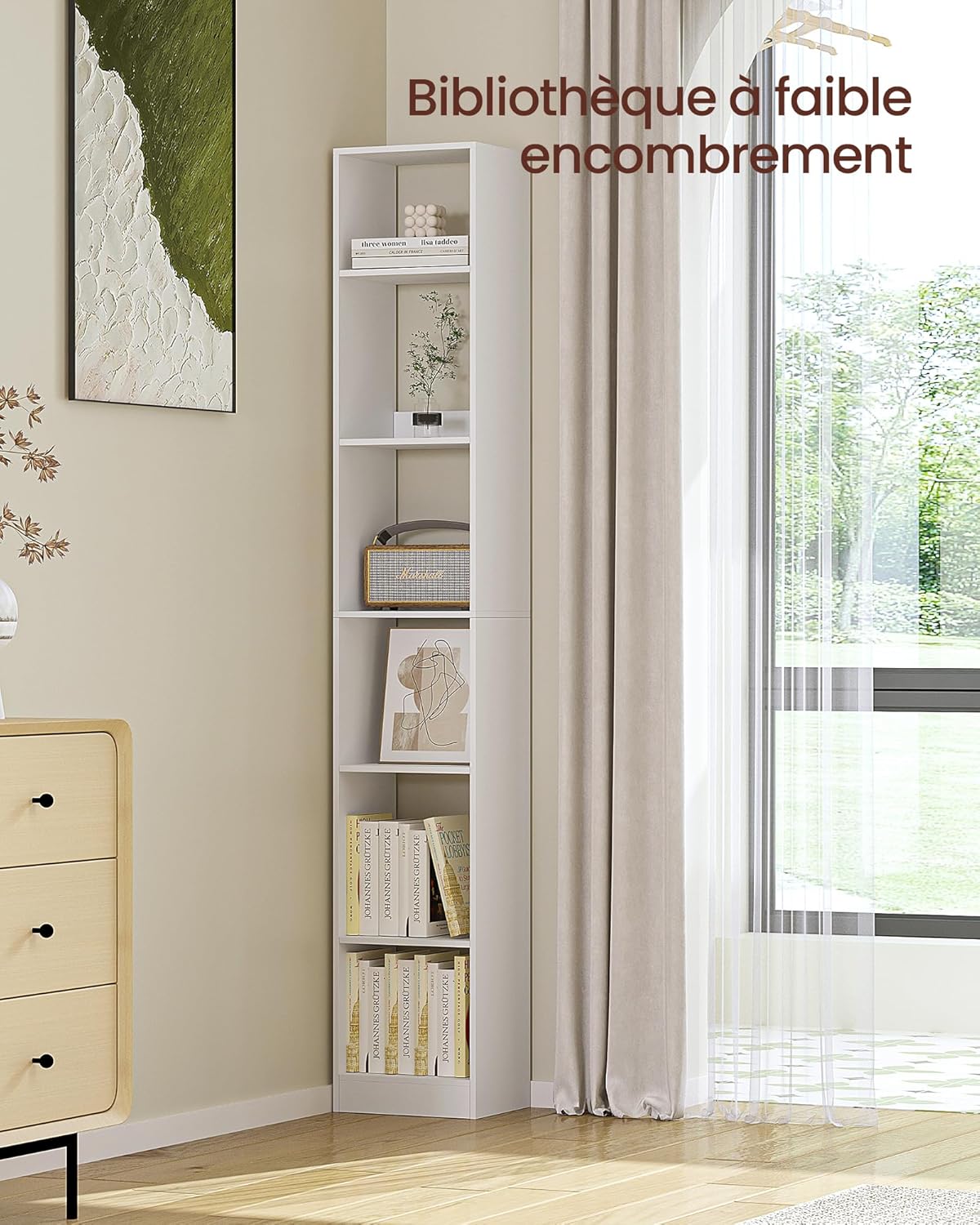 Hzuaneri - étagère scandinave, 24x30x184,4cm, blanc BC09603X