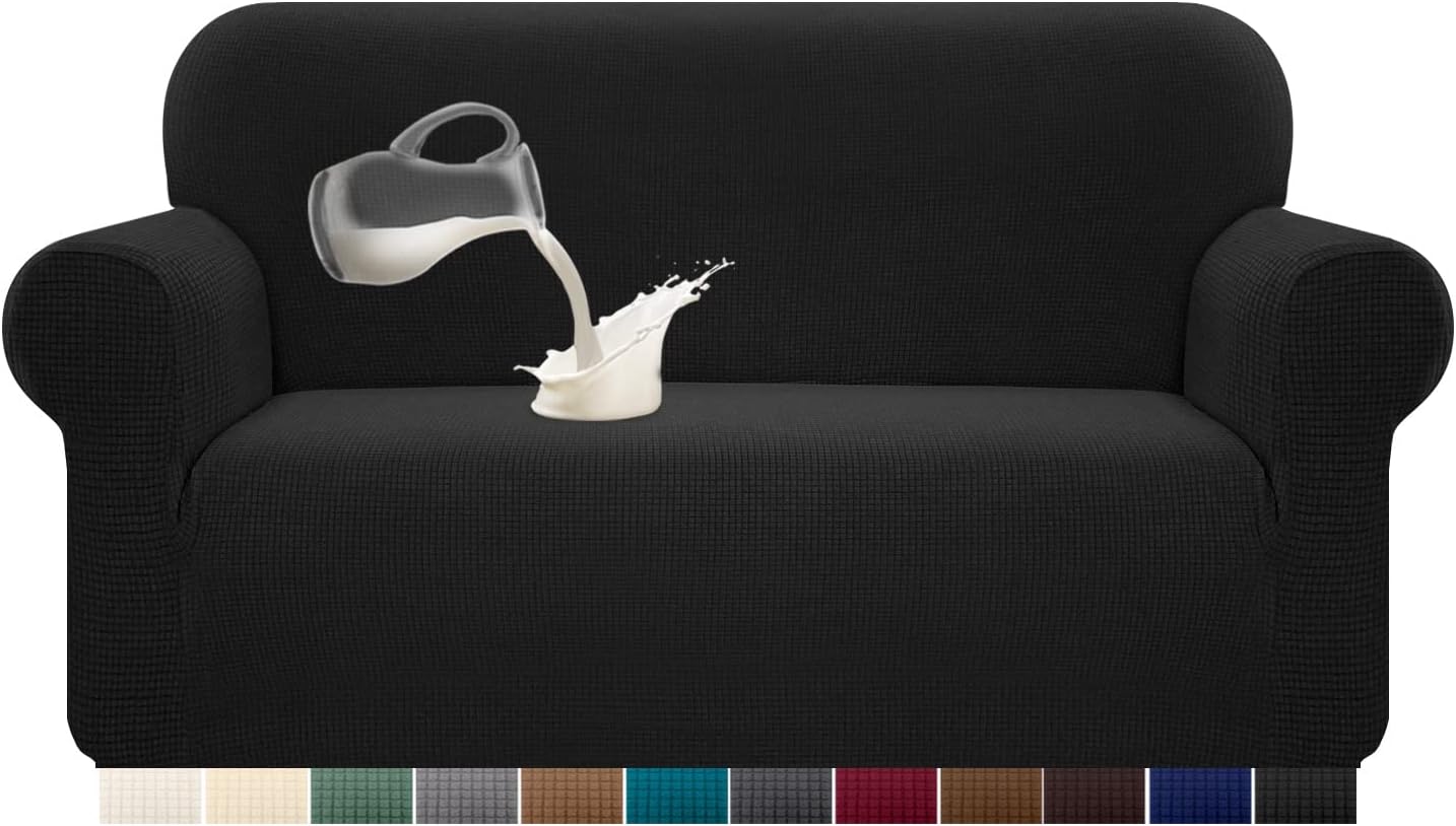 Granbest - housse canapé stretch imperméable 2 places - spandex, mousse antidérapante, noir