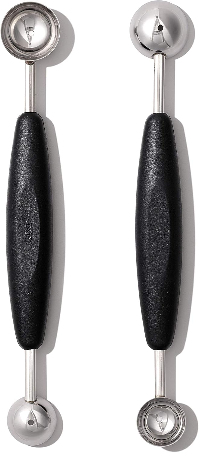 OXO - Good Grips - double cuillère inox - 2 tailles, manche ergonomique