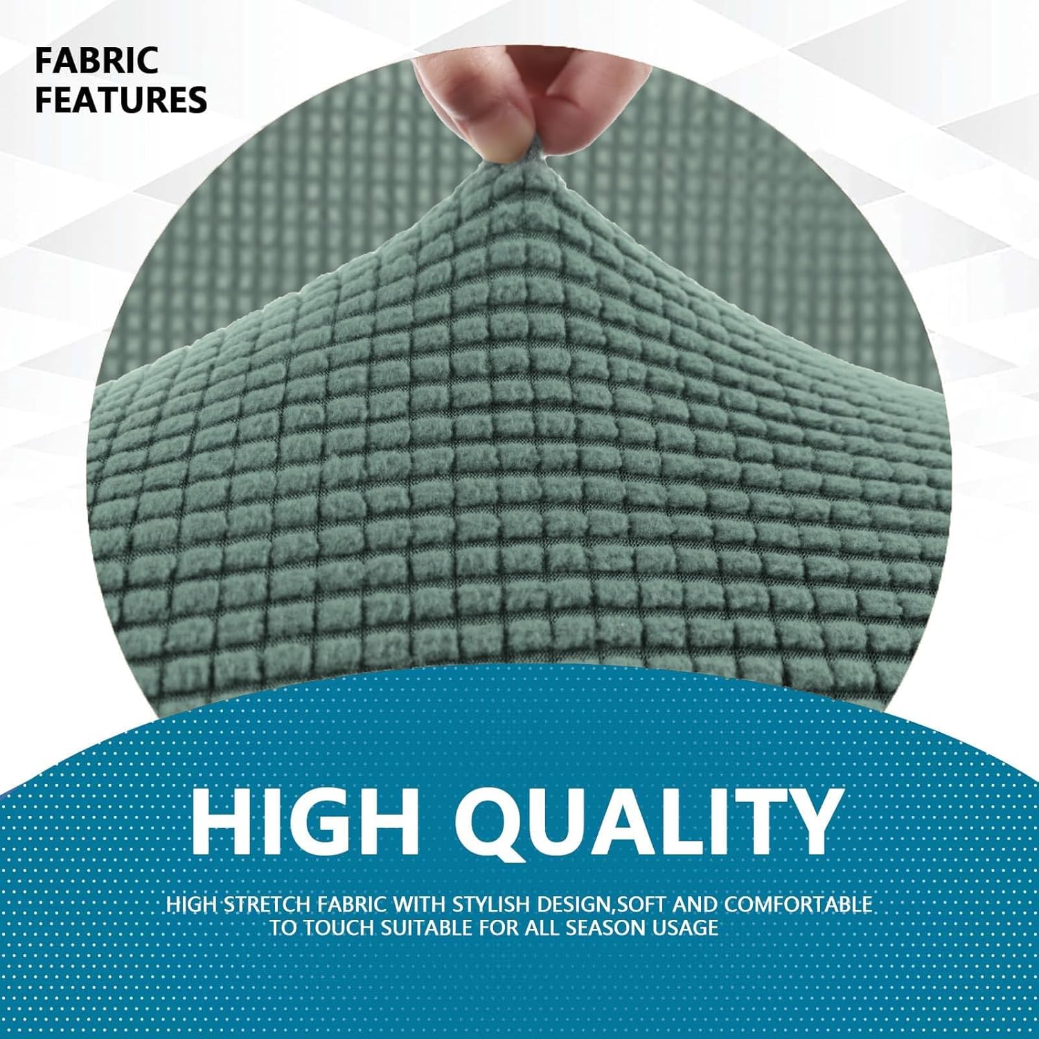 Housse canapé extensible 3 places, vert, lavable, antidérapante, moderne