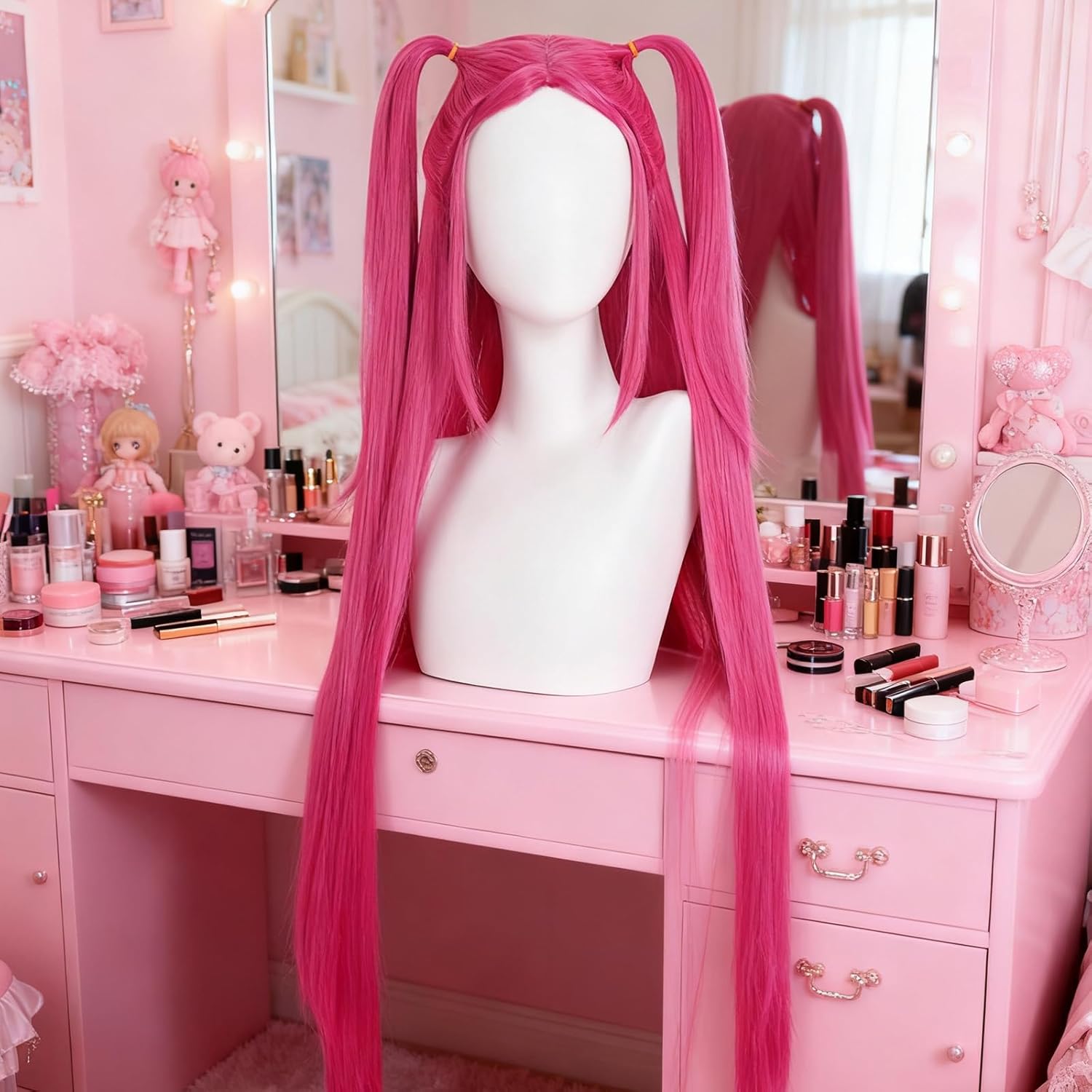 Perruque - cheveux longs droits, style K-Pop, idéale Halloween, B