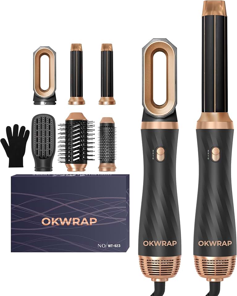 Brosse soufflante multifonction 6 en 1, sèche, lisse, boucle, OKWRAP