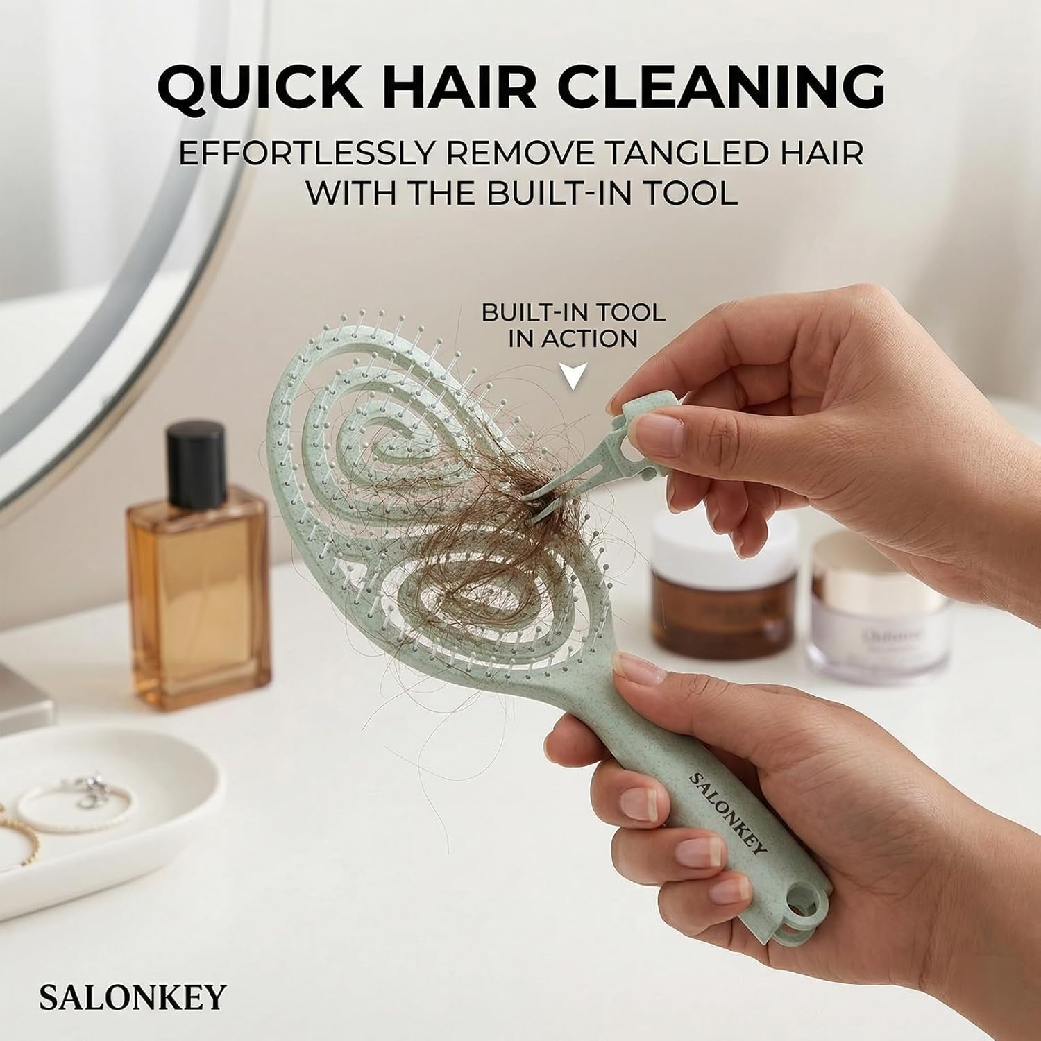 Brosse à cheveux démêlante - wet & dry - anti-casse/anti-statique - pour femme, homme, enfant, vert