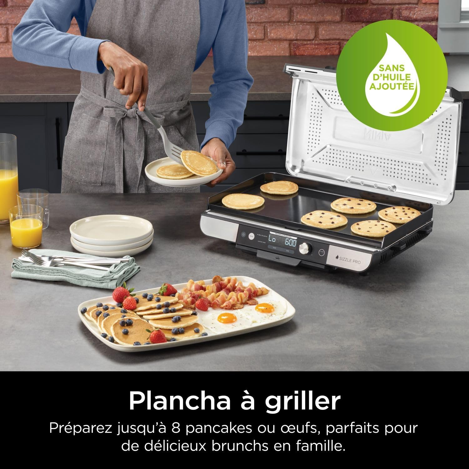 Ninja - Sizzle Pro XL - grill électrique multifonction, intérieur, plancha céramique, accessoires inclus - GX101EU