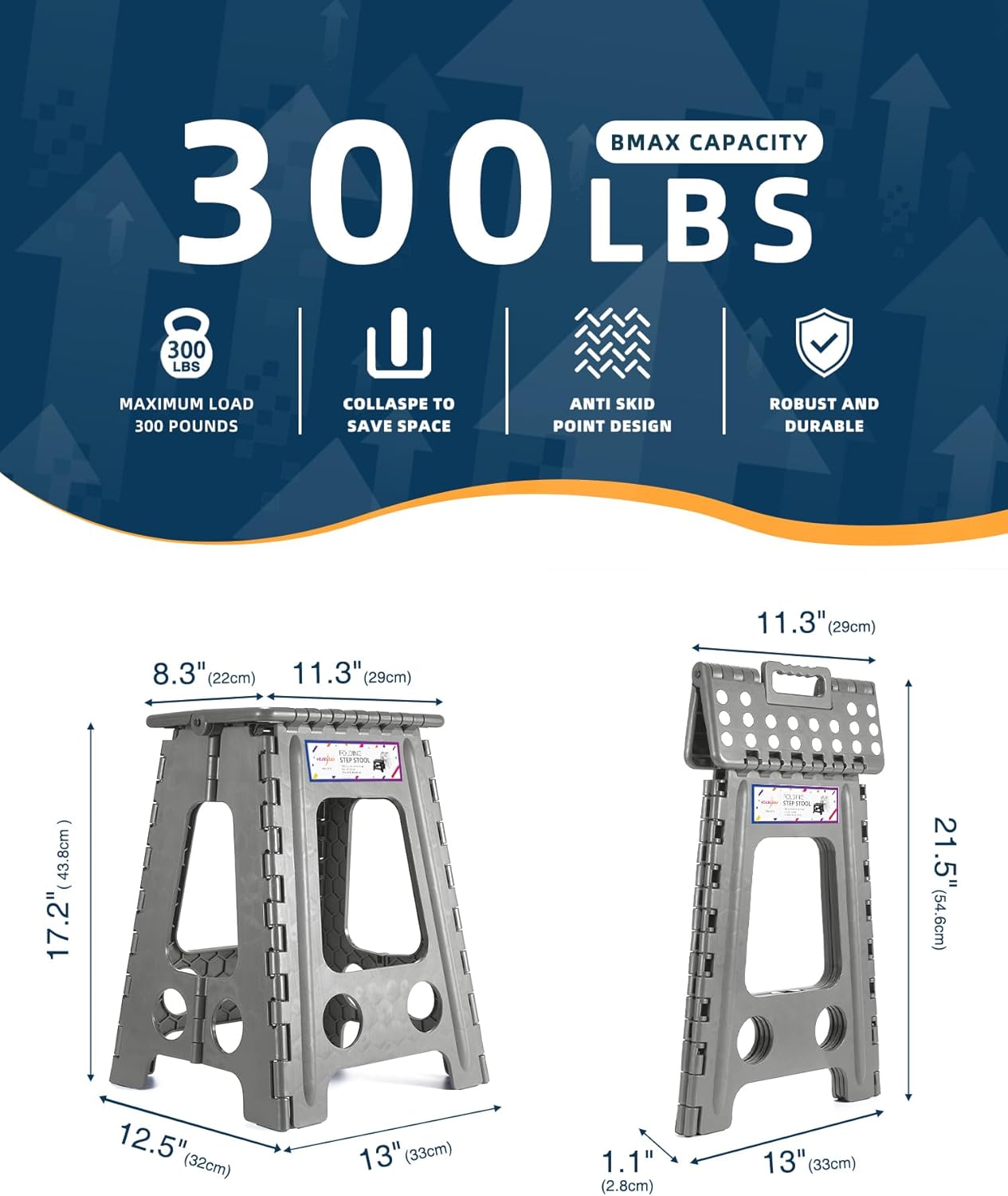 HOUSE DAY - marchepied pliable 43,2cm - plastique robuste, léger, portable