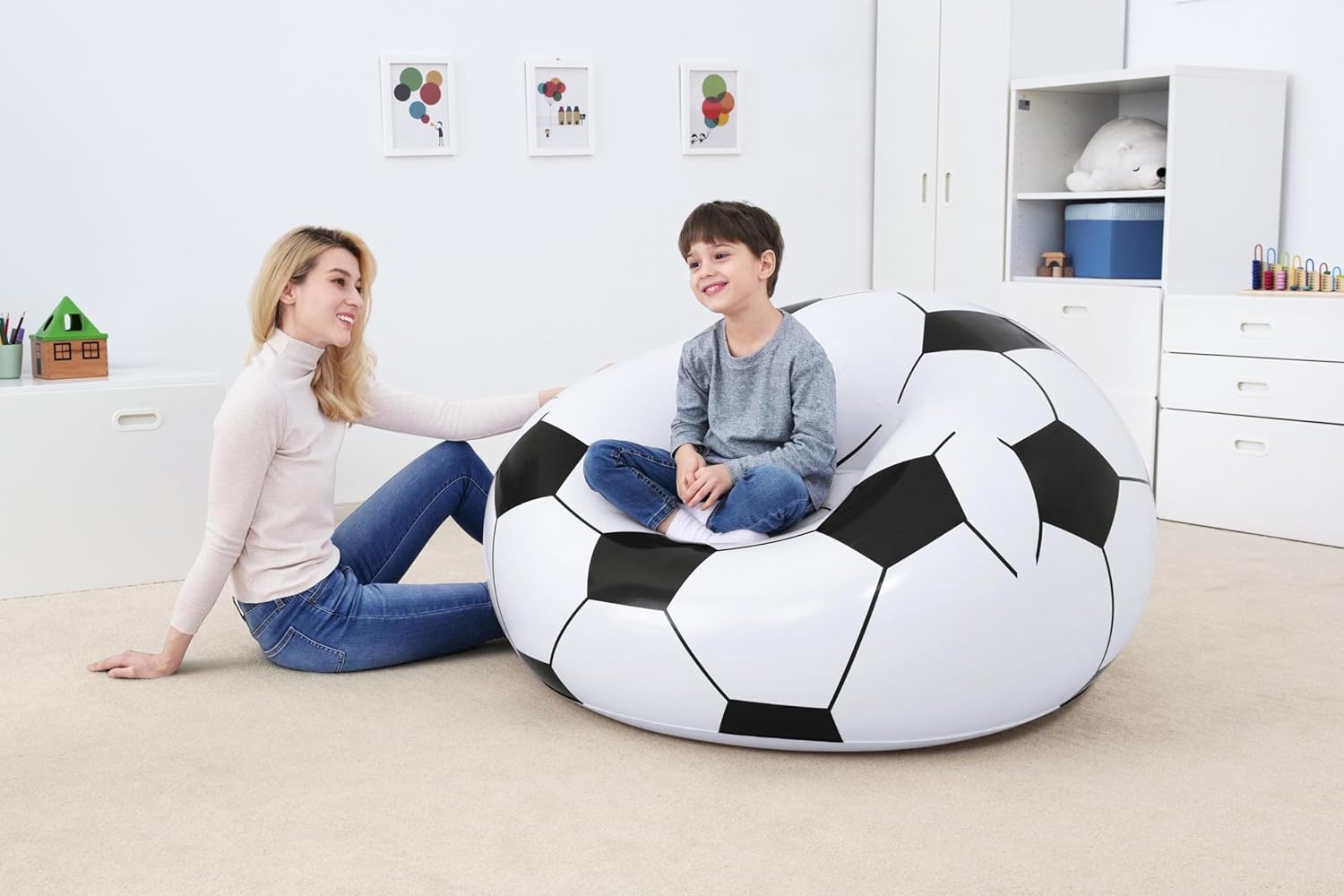 Bestway - fauteuil gonflable ballon foot - 114x112x66 cm - confortable - 75010