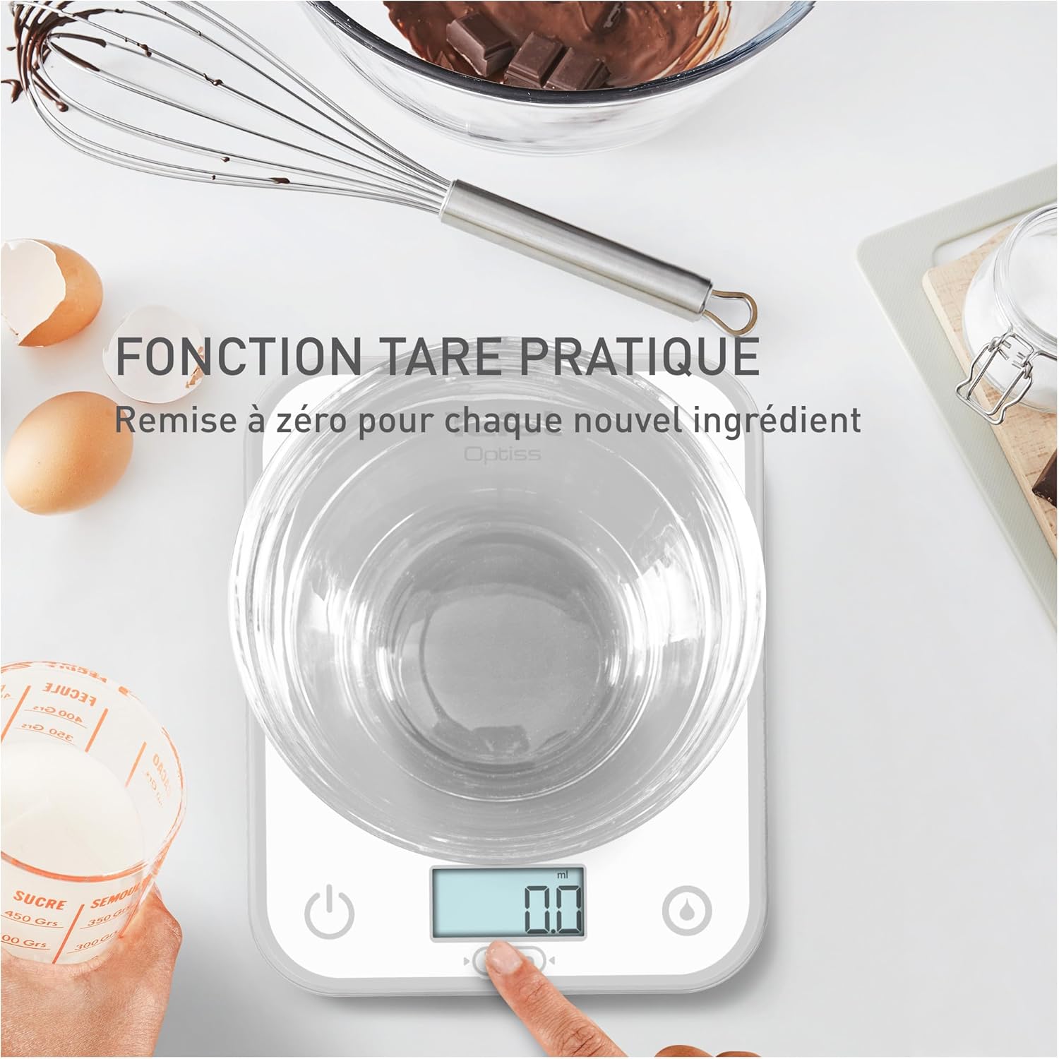 Tefal - Balance Optiss - 5kg - écran rétroéclairé, anti-rayures - BC50U0V0
