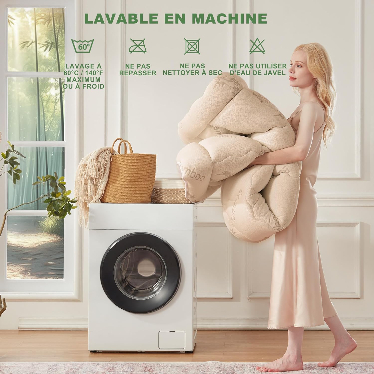 BEDLORE - surmatelas matelassé 140x200 - bambou respirant, bonnet 30cm, Oeko-Tex