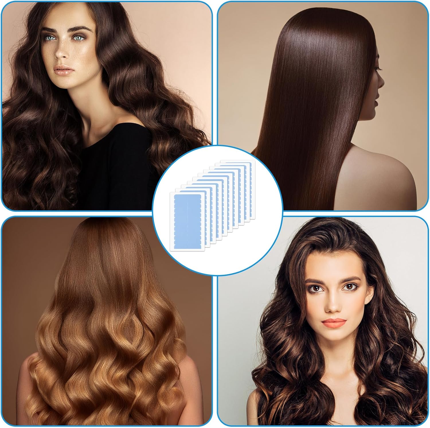 Ruban d'extension de cheveux - double face - 120 pièces - adhésif remplacement perruques/extensions