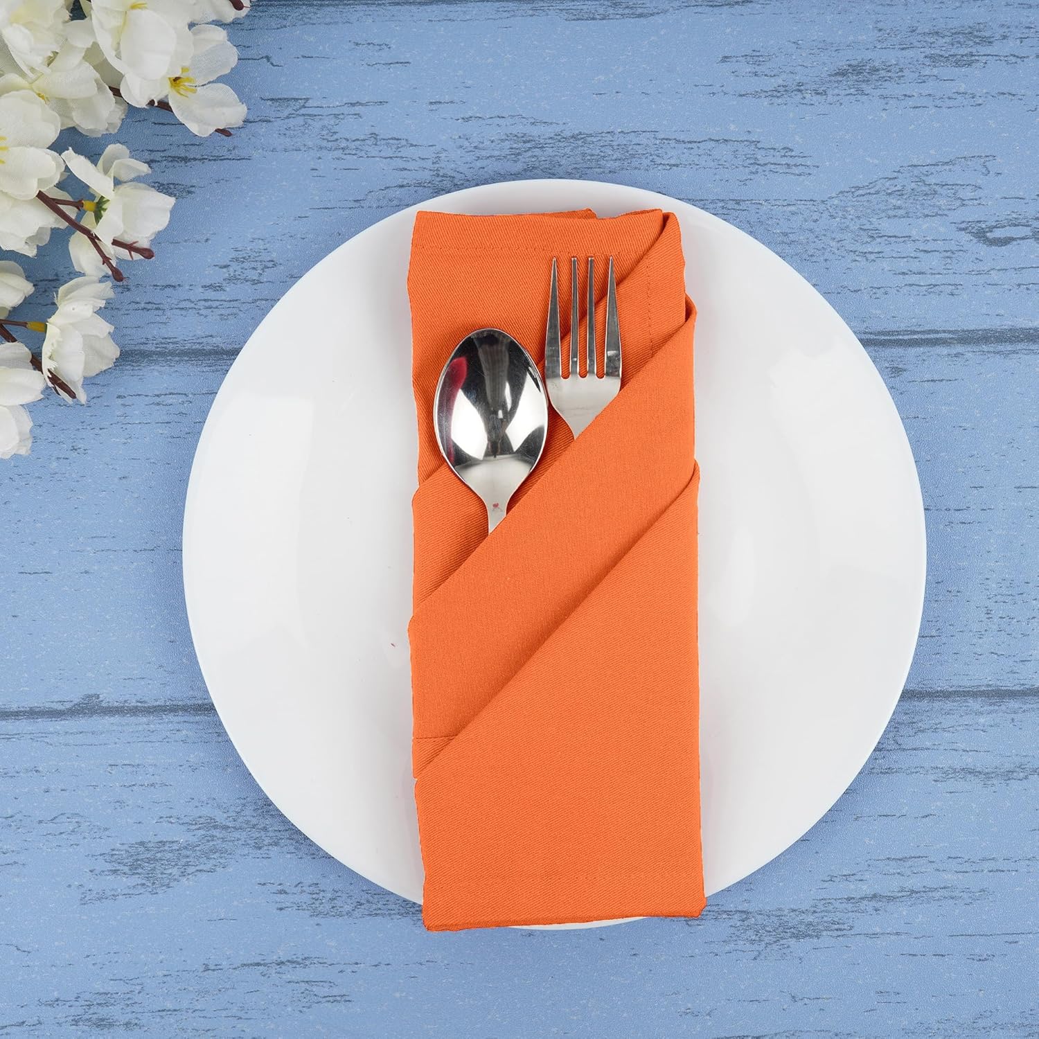 Sweet Needle - serviettes de table 45x45cm - coton épais, coins arrondis, lot de 12