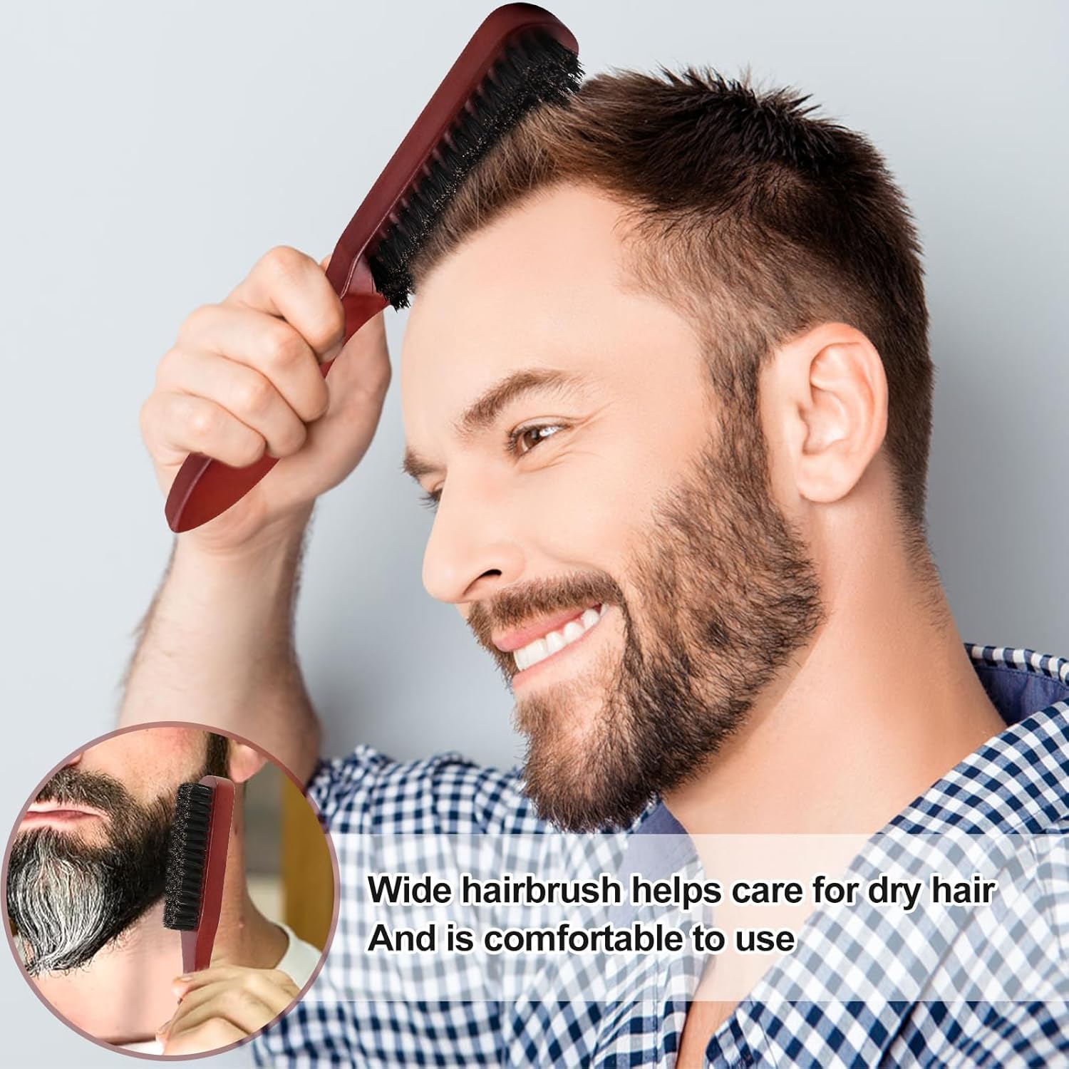 Brosses à cheveux - 2 pièces - poils de sanglier, démêlante, pour cheveux et barbe