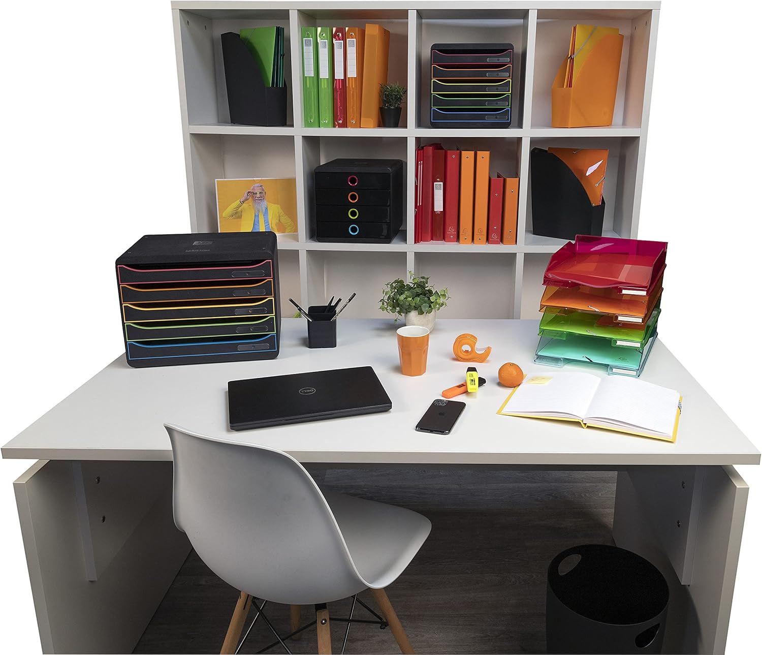 Exacompta - corbeille à papier Ecobin 15L - 26,3x26,3x33,5cm - poignées robustes, opaque noir - 453014D