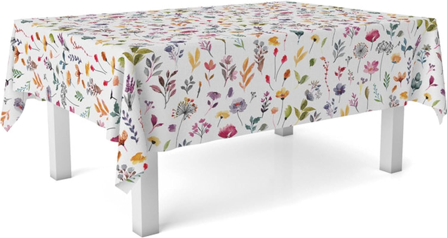 Nappe en toile cirée - rectangulaire 260x140 cm, anti-taches, imperméable, facile d'entretien, motifs fleurs garden