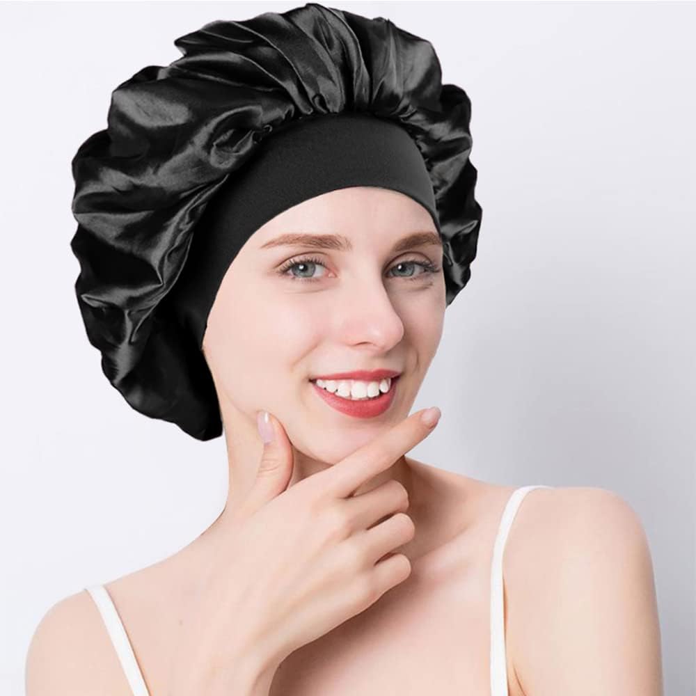 Bonnet nuit satin femme - 2 pièces - protection cheveux soie