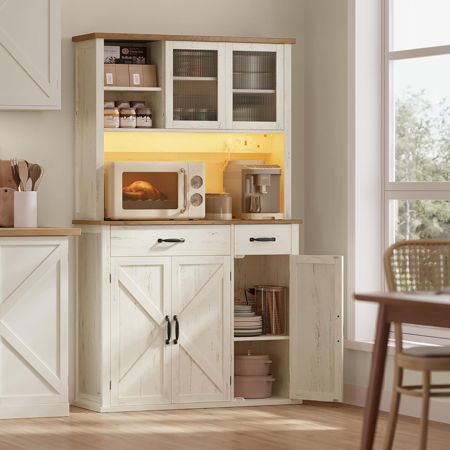 VASAGLE - meuble de rangement campagne 39,5x106,5x180,6cm LED chargeur BBK391W02