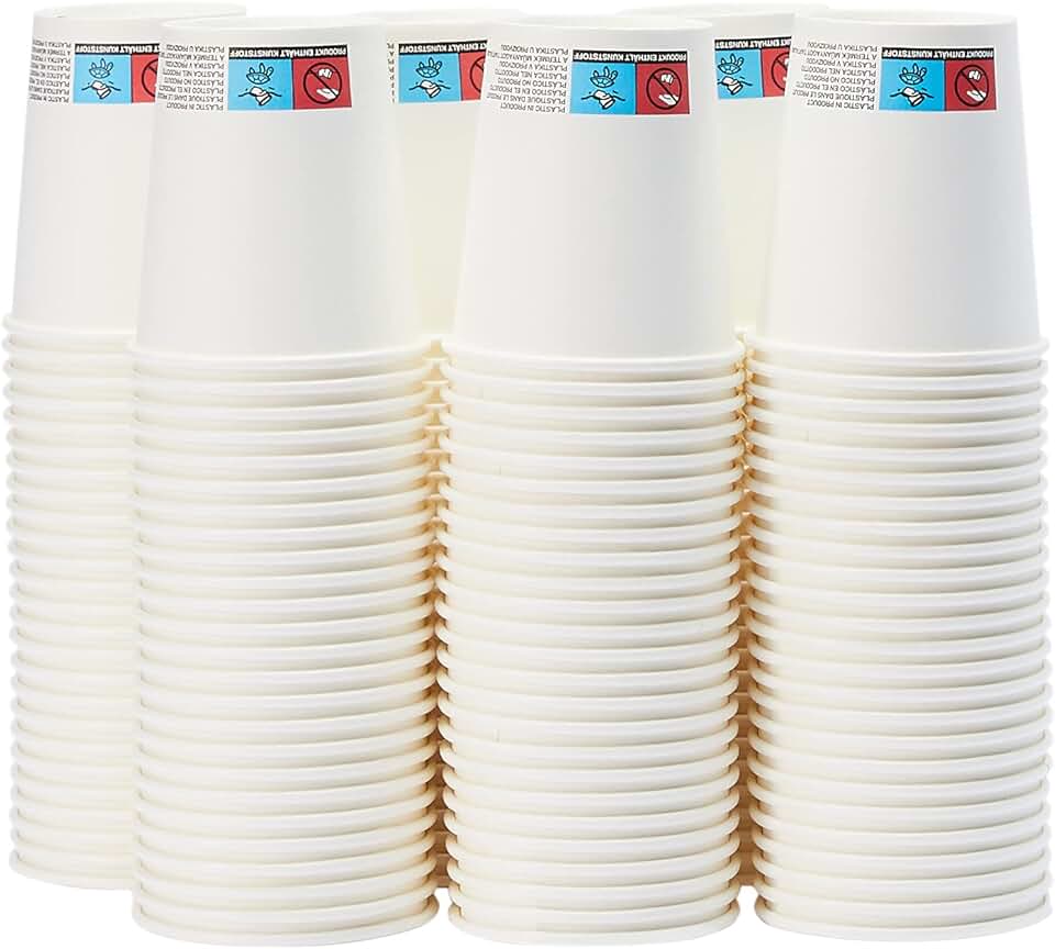 maxy-dealz Basics - Gobelets en carton - 207 ml - 150 unités, pour boissons chaudes, blanc