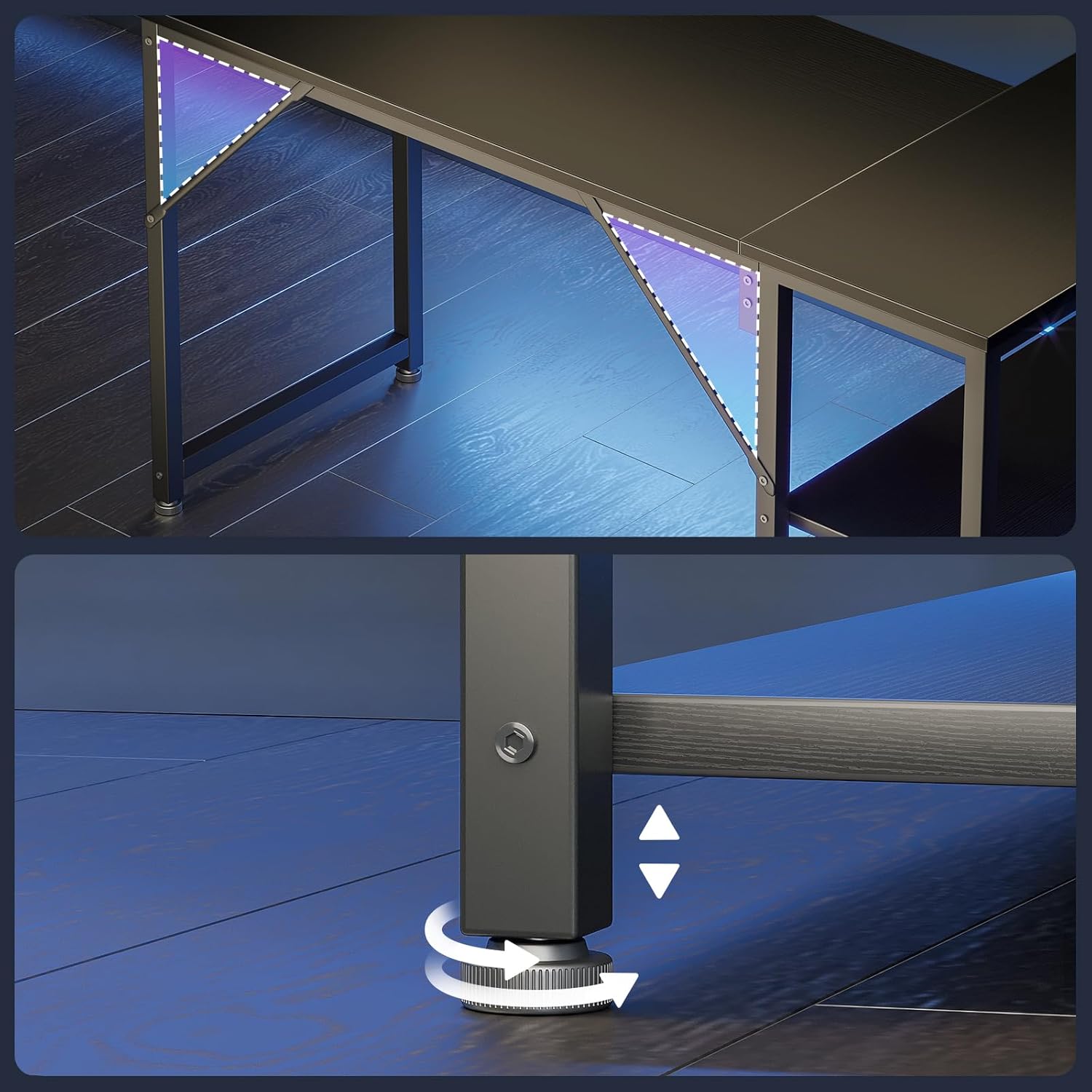 Coleshome - Bureau Gaming série - 100x70cm - bureau d'angle, étagère réversible, compact