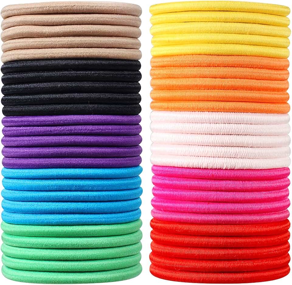 Bandes élastiques cheveux - 4mm - 50pcs, multicolore, femme & fille