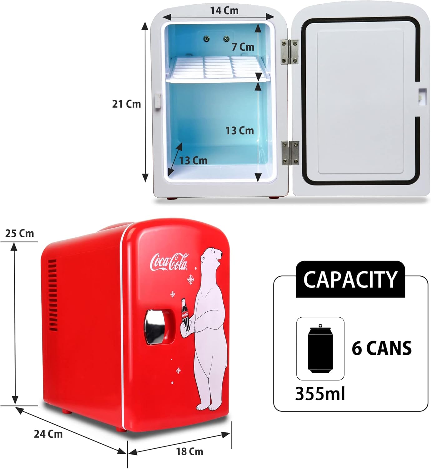 Coca-Cola - Mini Frigo 4L - compact, portable, 6 canettes, rouge