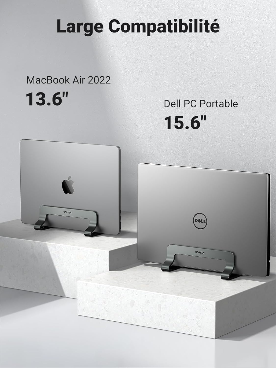 UGREEN - Support Vertical Aluminium - réglable - MacBook, PC, iPad Pro, gris