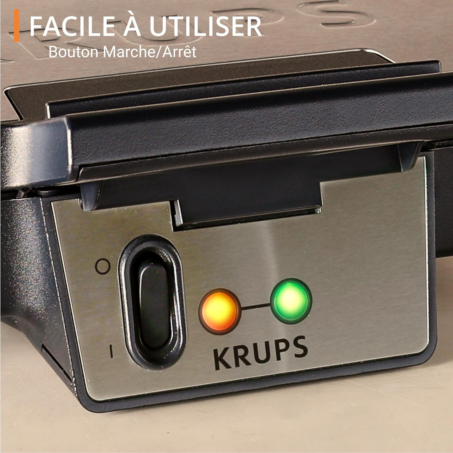 Krups - croque-monsieur compact acier inox, plaques céramique, FDK464