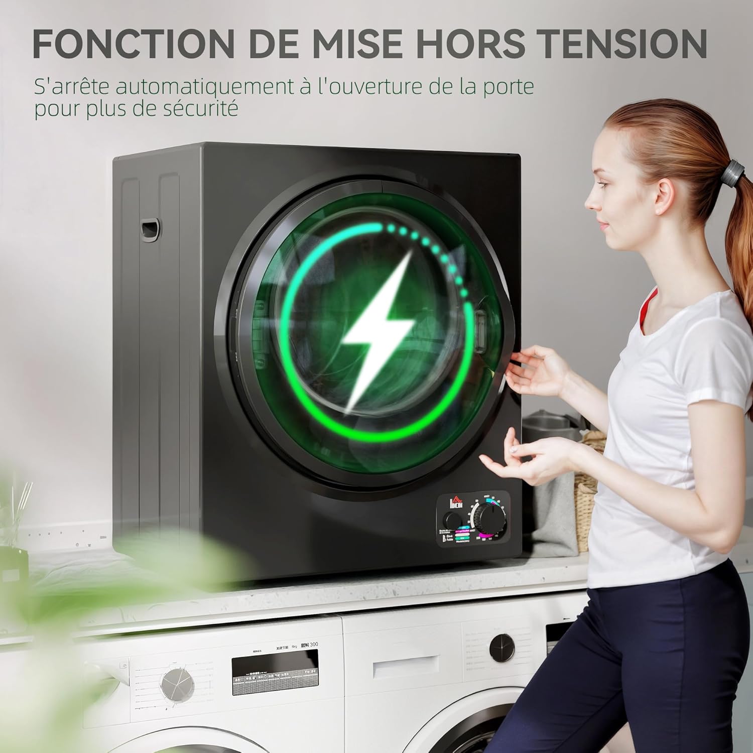 HOMCOM - sèche-linge portable 2,5kg - 850W, 4 modes, inox, mural