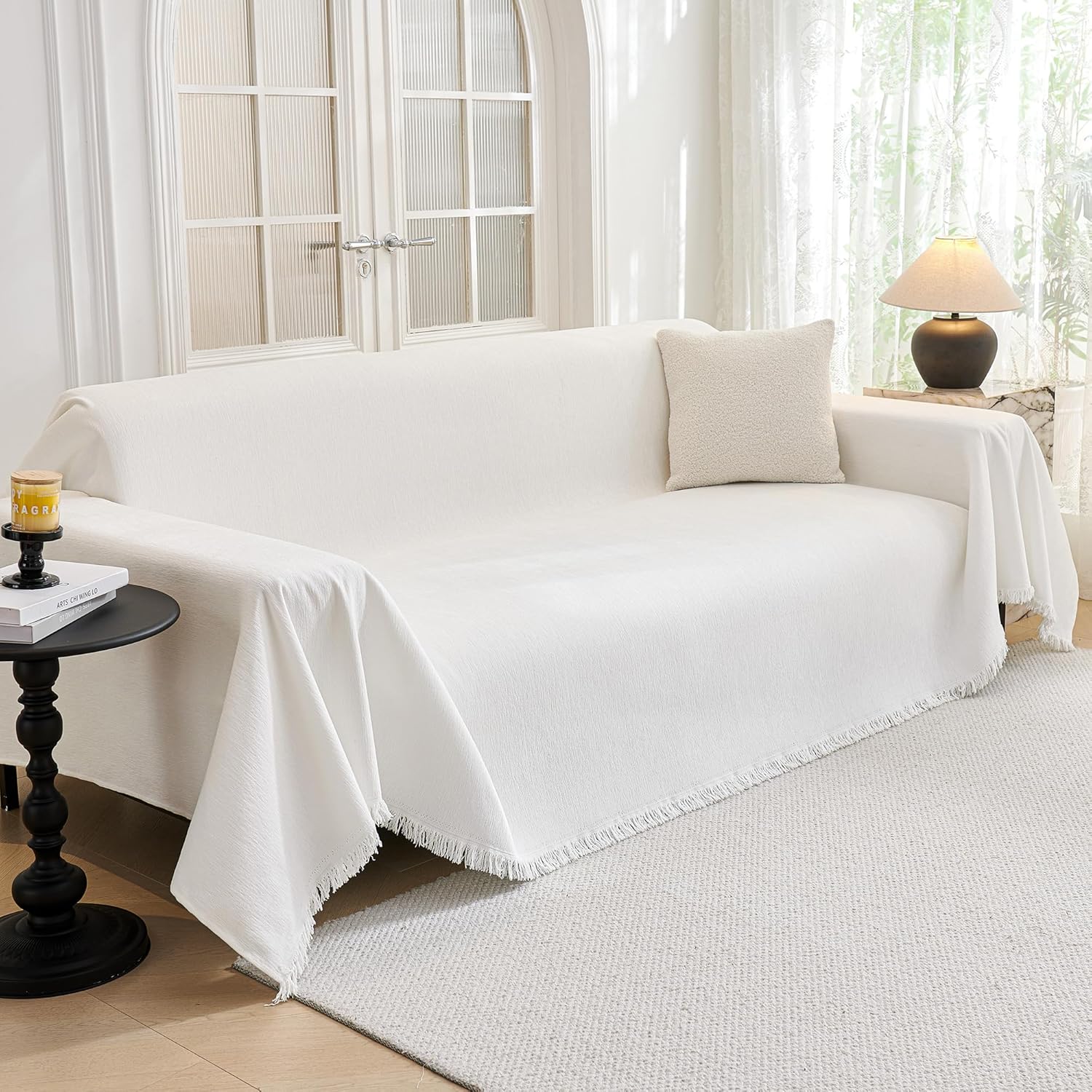 MYSKY HOME - Protection canapé animaux, blanc, 230x300cm, anti-rayures