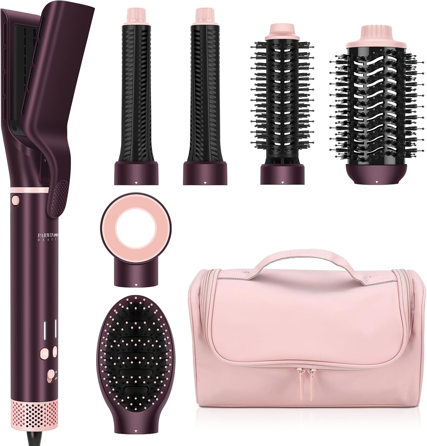 PARWIN PRO - Brosse à lisser auto, double tension, sèche-cheveux puissant