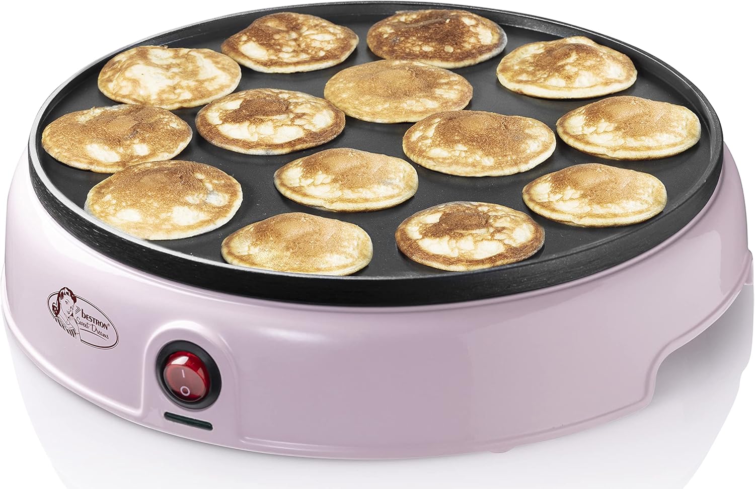 Bestron - Appareil à poffertjes Sweet Dreams - 800W - mini crêpier anti-adhésif, rose