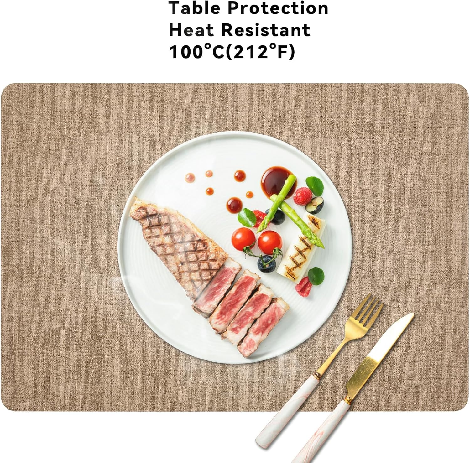 Myir - set de table bicolore, lot de 6, cuir, antidérapant, lavable - JUN