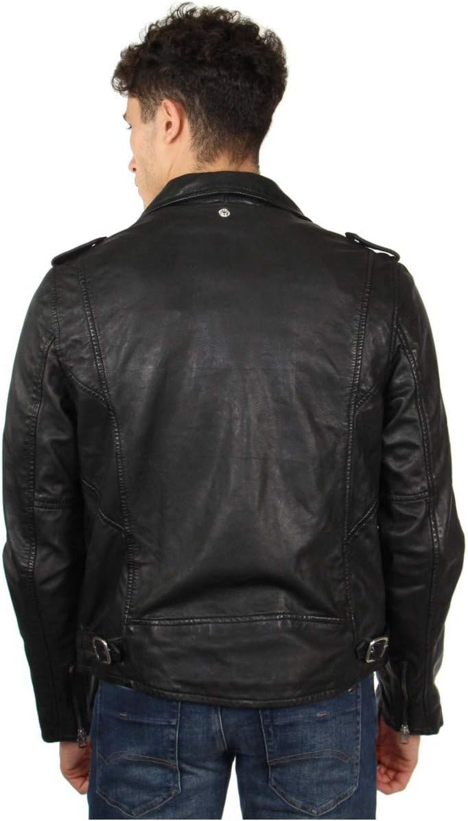 Schott - Perfecto cuir homme - coupe ajustée - noir classique 47534