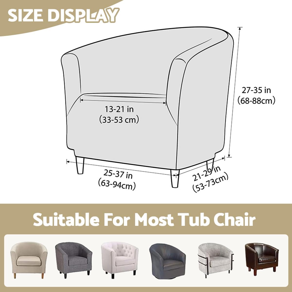 Housse de fauteuil cabriolet - Chesterfield jacquard beige - 1 place - Extensible, universelle, pour salon/café