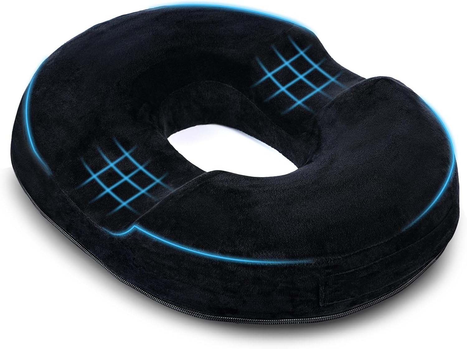 Coussin de siège - mousse mémoire, donut, soulage hémorroïdes, 40x35 cm